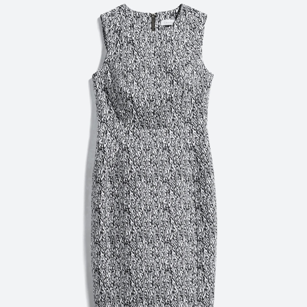 Calvin Klein dress size 12. Black and white pattern. Never worn, NWT.